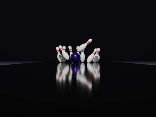 Your event in our hotel near the Brenner motorway Bowling pins being knocked down by a blue ball on a dark surface